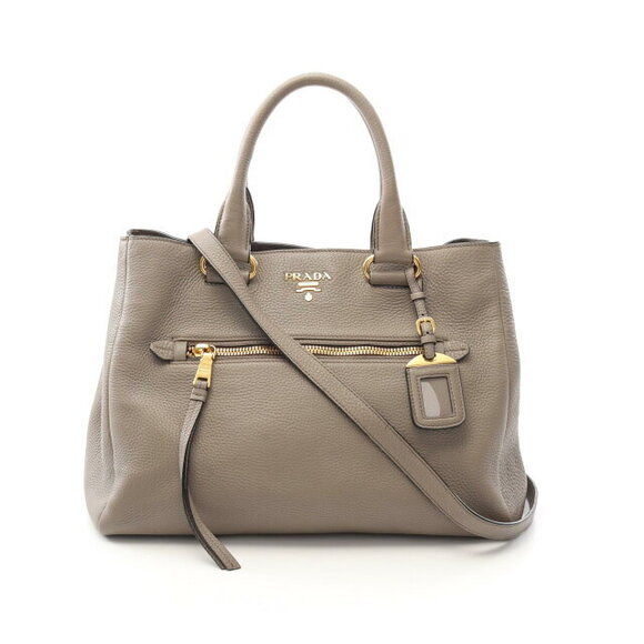 PRADA VIT DAINO Tote Bag Leather Gray - Picture 1 of 10